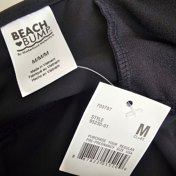 Motherhood Maternity BEACH BUMP salloped Tankini Top UPF 50+ BLACK - Picture 10 of 12